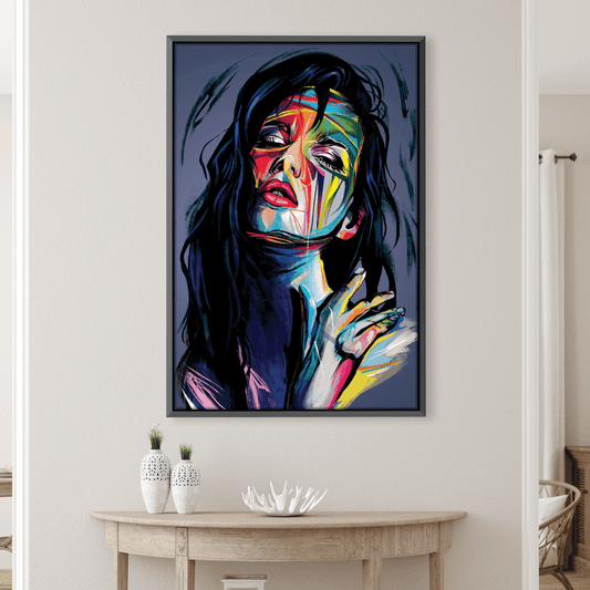 Vibrant Abstract Portrait of a Woman – Expressionist Oil Painting for Modern Decor