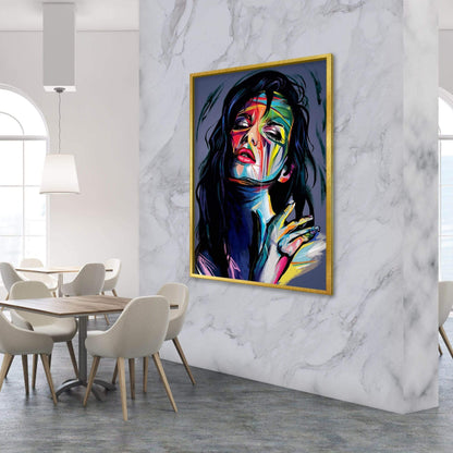 Vibrant Abstract Portrait of a Woman – Expressionist Oil Painting for Modern Decor