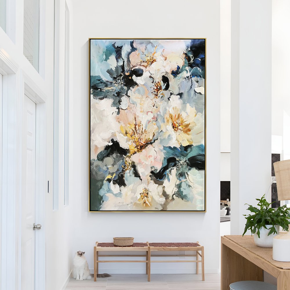 Vibrant Abstract Flower Oil Painting for Modern Home Decor