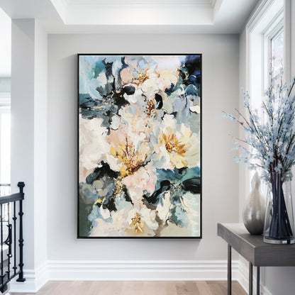 Vibrant Abstract Flower Oil Painting for Modern Home Decor