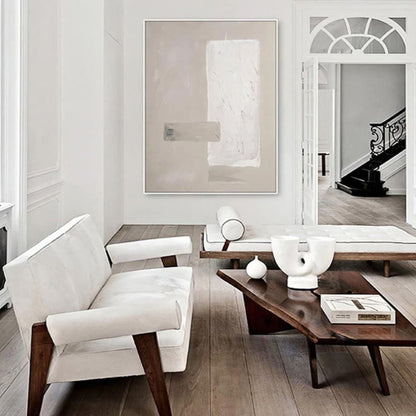 Modern Abstract Oil Painting in Soft Neutrals for Elegant Home Décor