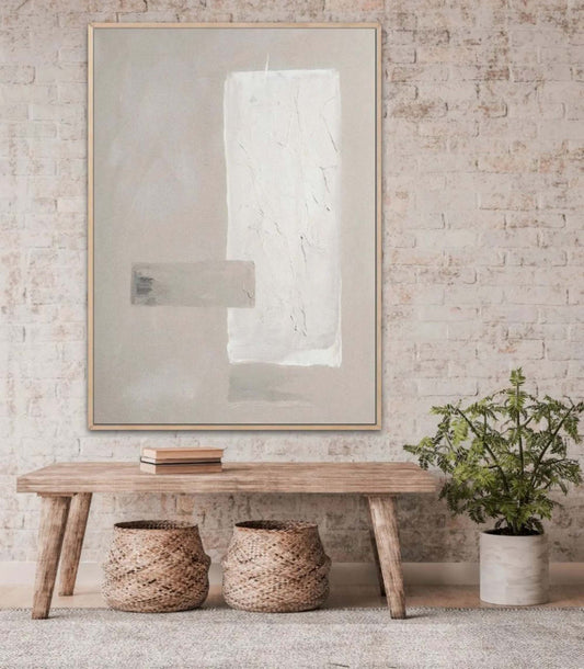 Modern Abstract Oil Painting in Soft Neutrals for Elegant Home Décor