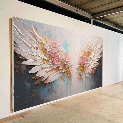 Elegant Winged Roses Oil Painting for Floral Home Decor