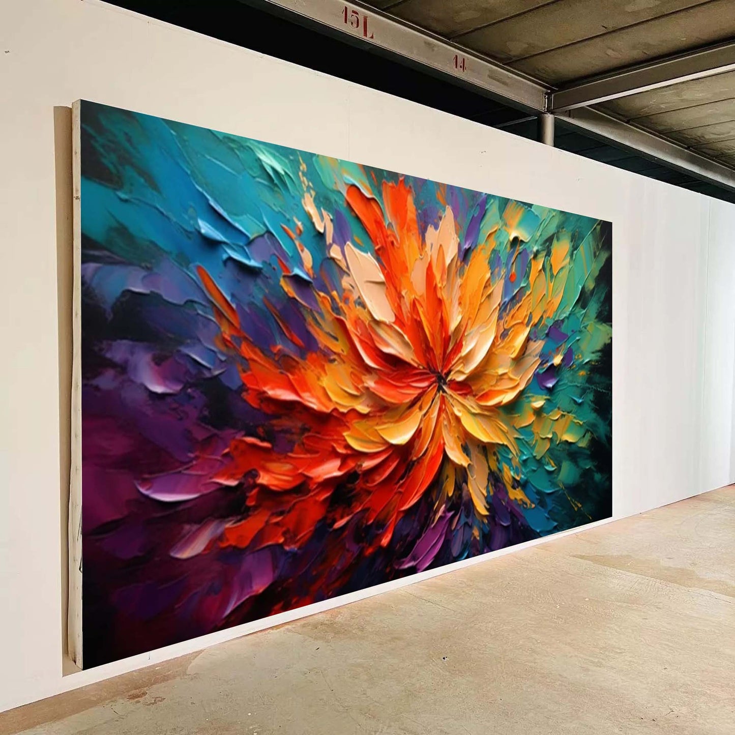 Vibrant Abstract Flower Oil Painting for Colorful Home Décor