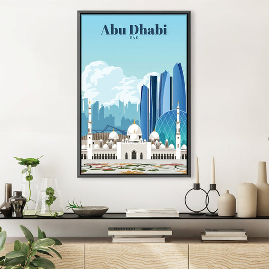 Stunning Abu Dhabi Oil Painting - Iconic UAE Skyline Art for Modern Decor