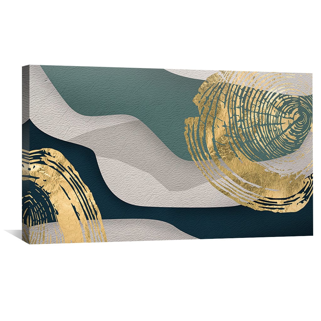 Abstract Waves with Gold Accents Oil Painting for Modern Decor