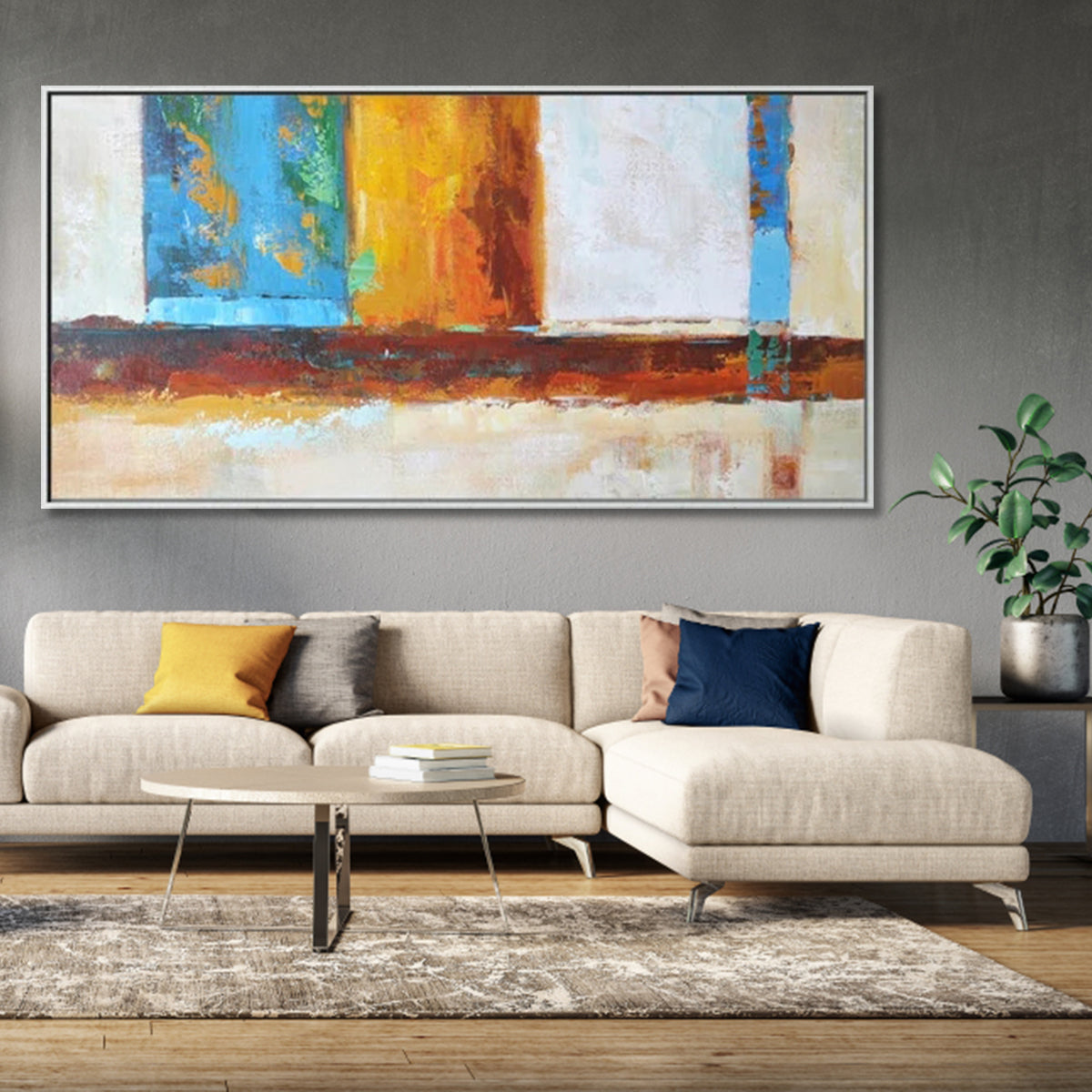 Vibrant Abstract Oil Painting with Bold Colors for Modern Home Décor