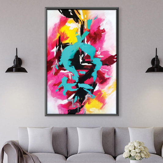 Vibrant Abstract Oil Painting with Bold Colors and Dynamic Shapes for Modern Home Décor