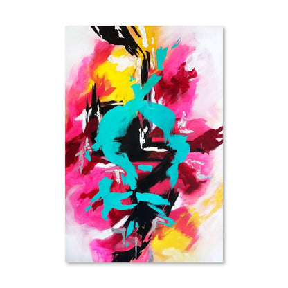 Vibrant Abstract Oil Painting with Bold Colors and Dynamic Shapes for Modern Home Décor