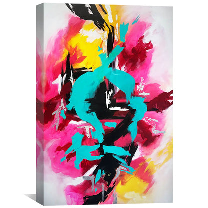 Vibrant Abstract Oil Painting with Bold Colors and Dynamic Shapes for Modern Home Décor