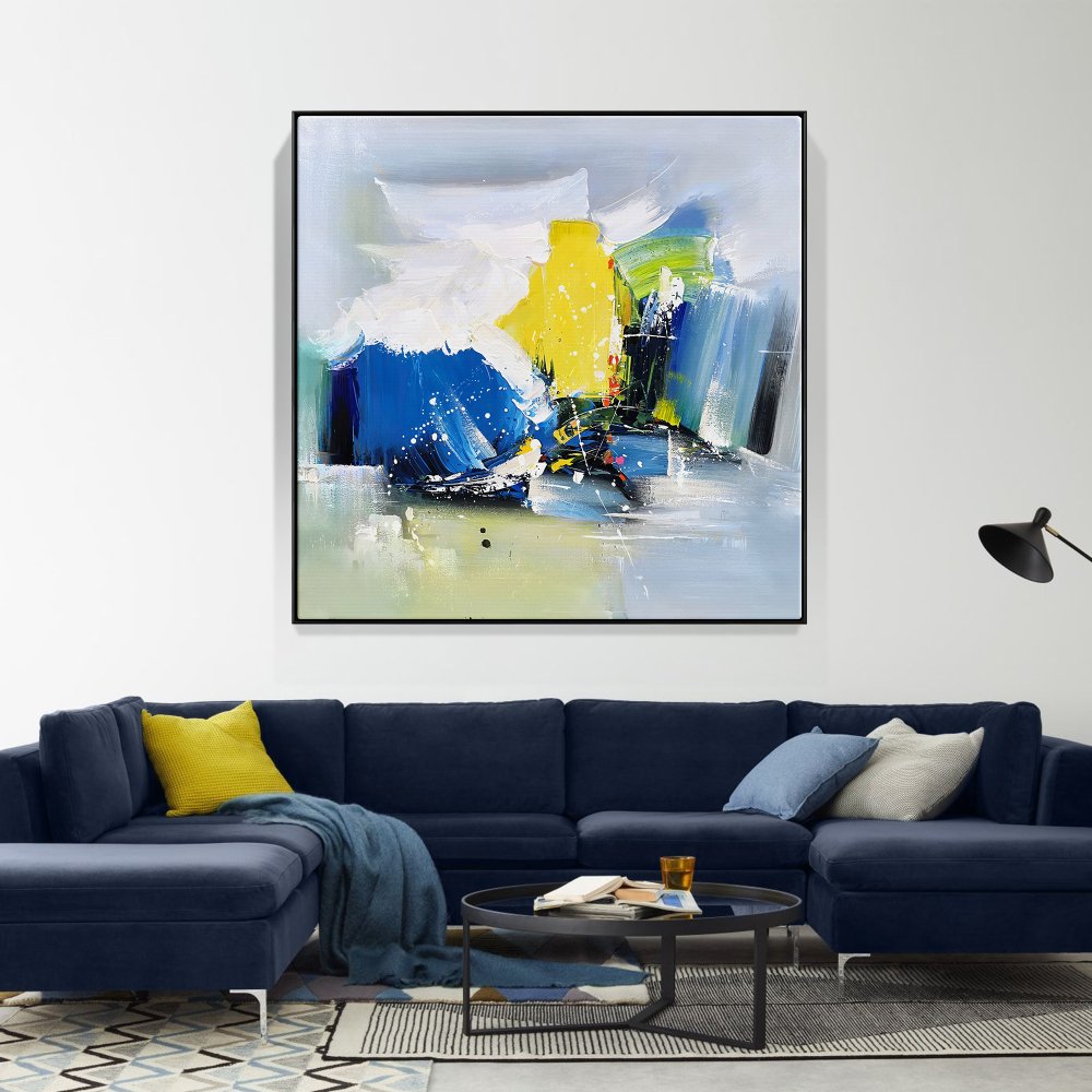 Vibrant Abstract Adventure: Colorful Oil Painting for Modern Home Decor