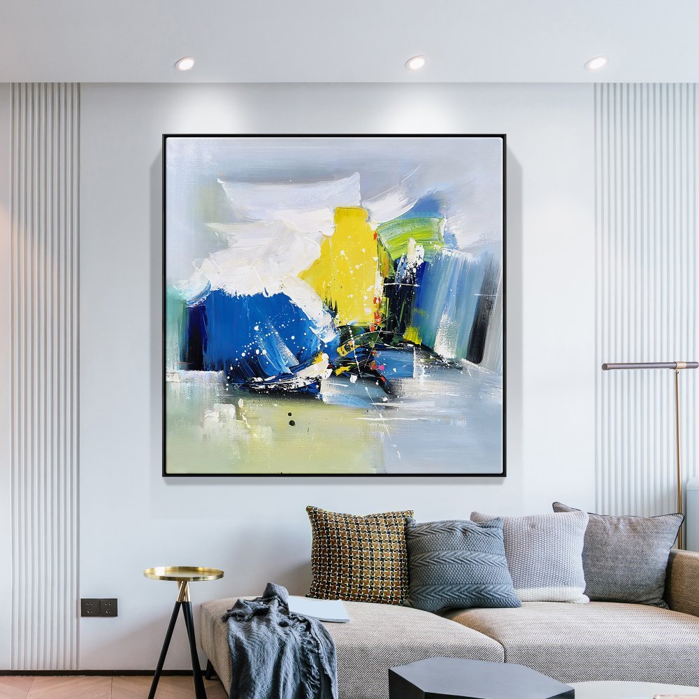 Vibrant Abstract Adventure: Colorful Oil Painting for Modern Home Decor