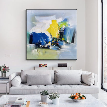 Vibrant Abstract Adventure: Colorful Oil Painting for Modern Home Decor