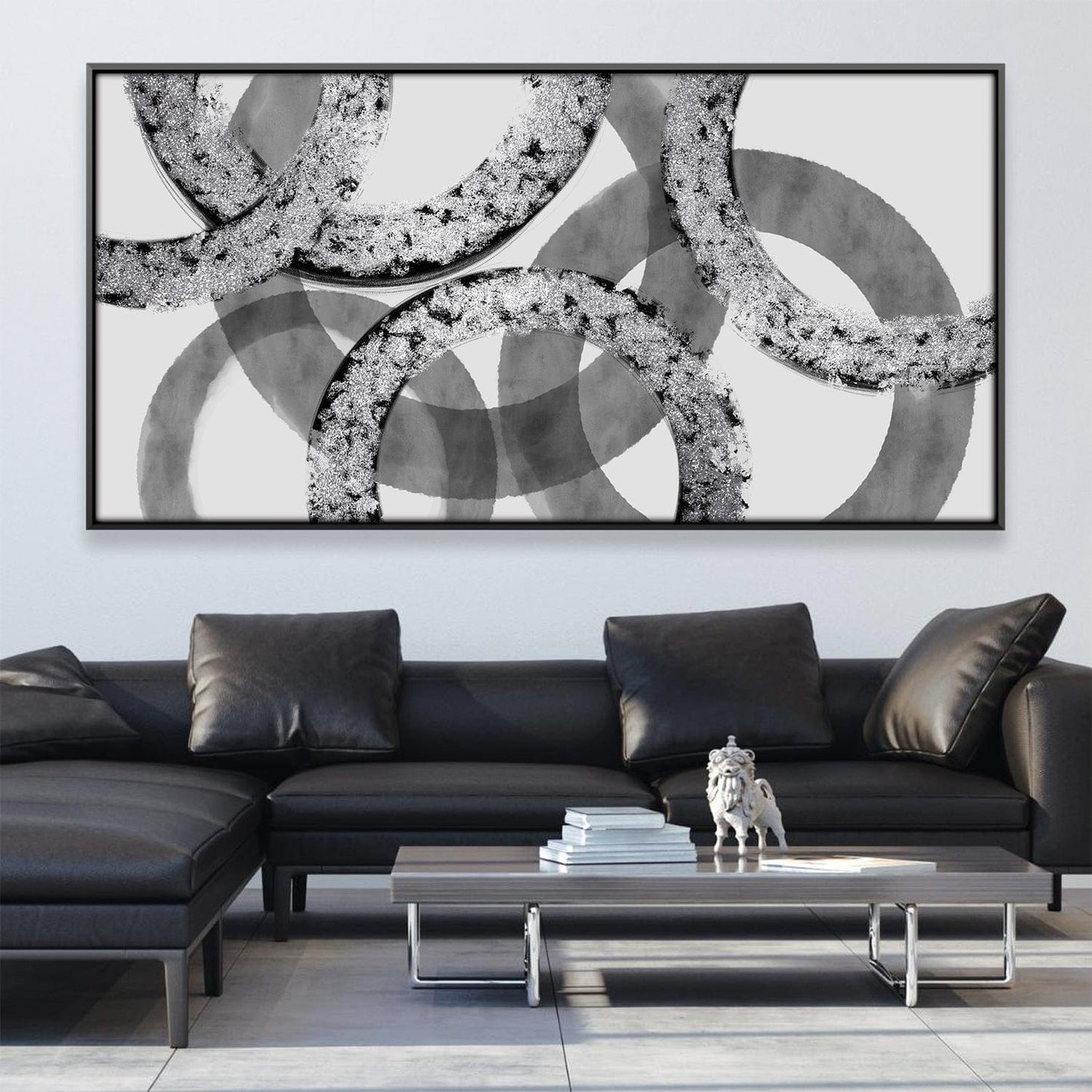 Abstract Black and White Oil Painting for Modern Home Decor