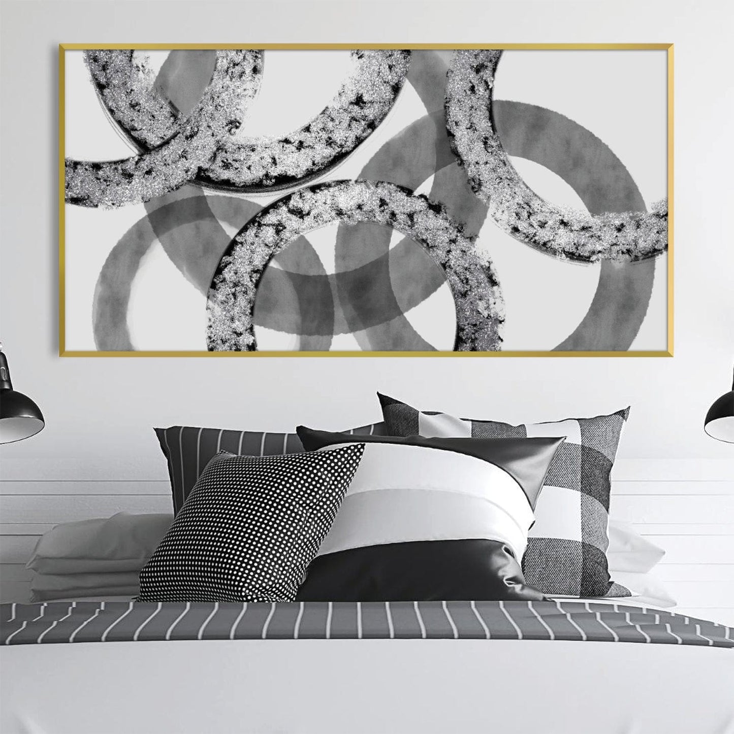 Abstract Black and White Oil Painting for Modern Home Decor