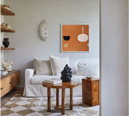 Contemporary Minimalist Oil Painting with Shapes and Earthy Tones for Modern Decor