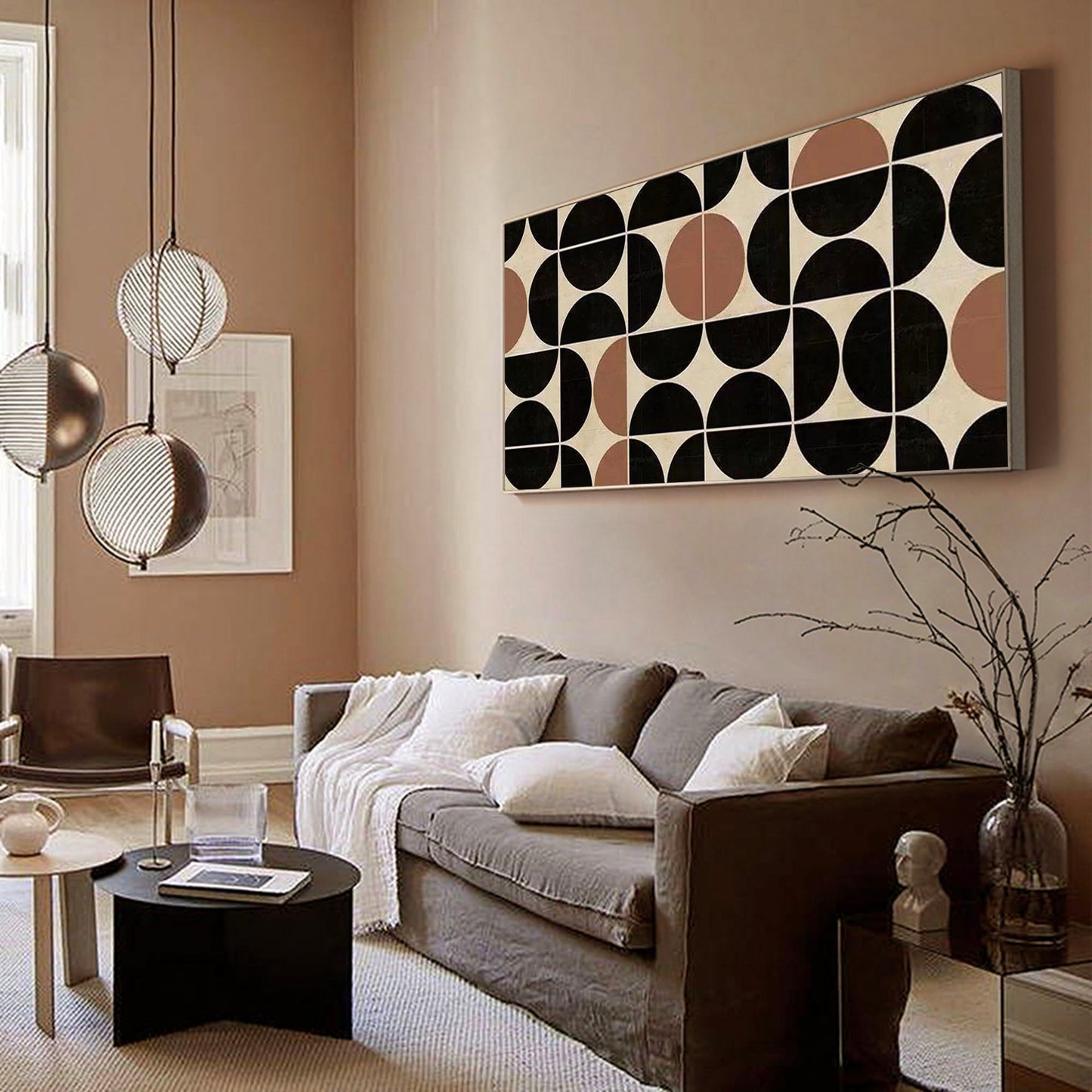 Contemporary Minimalist Geometric Oil Painting for Modern Home Decor