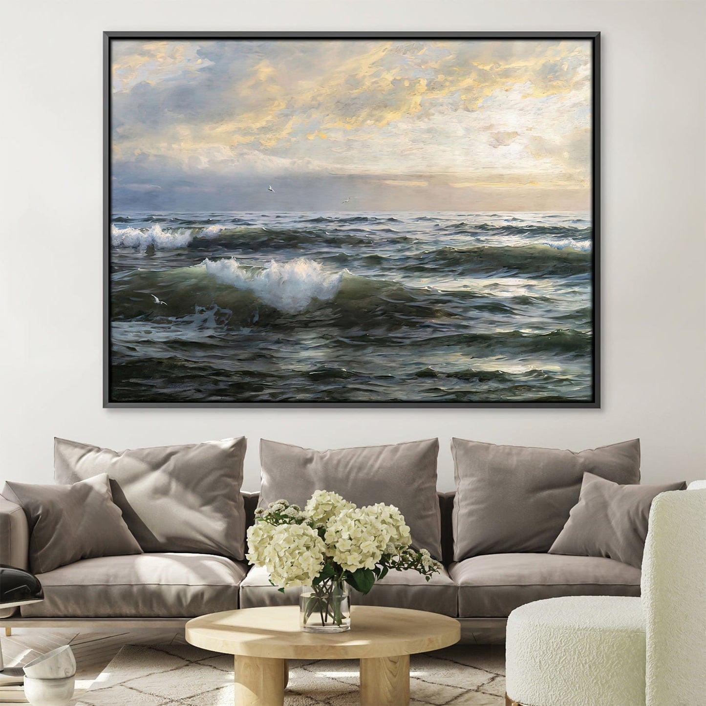 Serene Ocean Waves Painting - Refreshing Coastal Landscape Art for Your Home