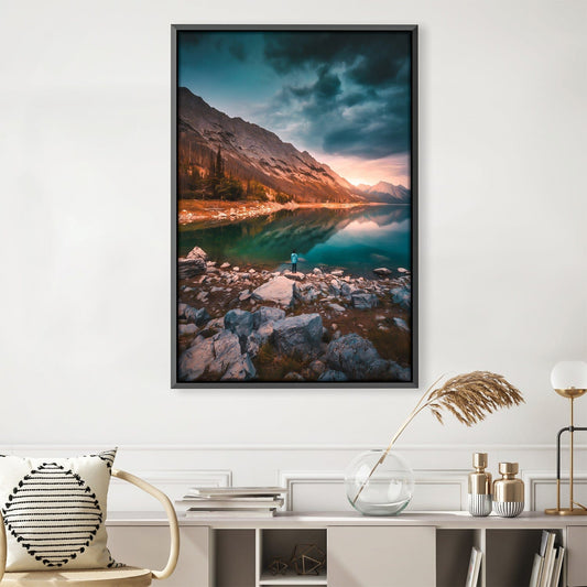 Serene Mountain Reflections: Tranquil Oil Painting for Your Home Decor