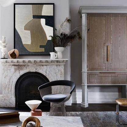 Stylish Black and Brown Abstract Oil Painting for Modern Home Decor