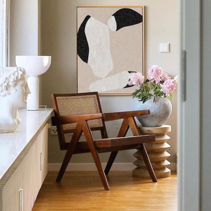 Contemporary Beige Abstract Oil Painting for Modern Home Decor