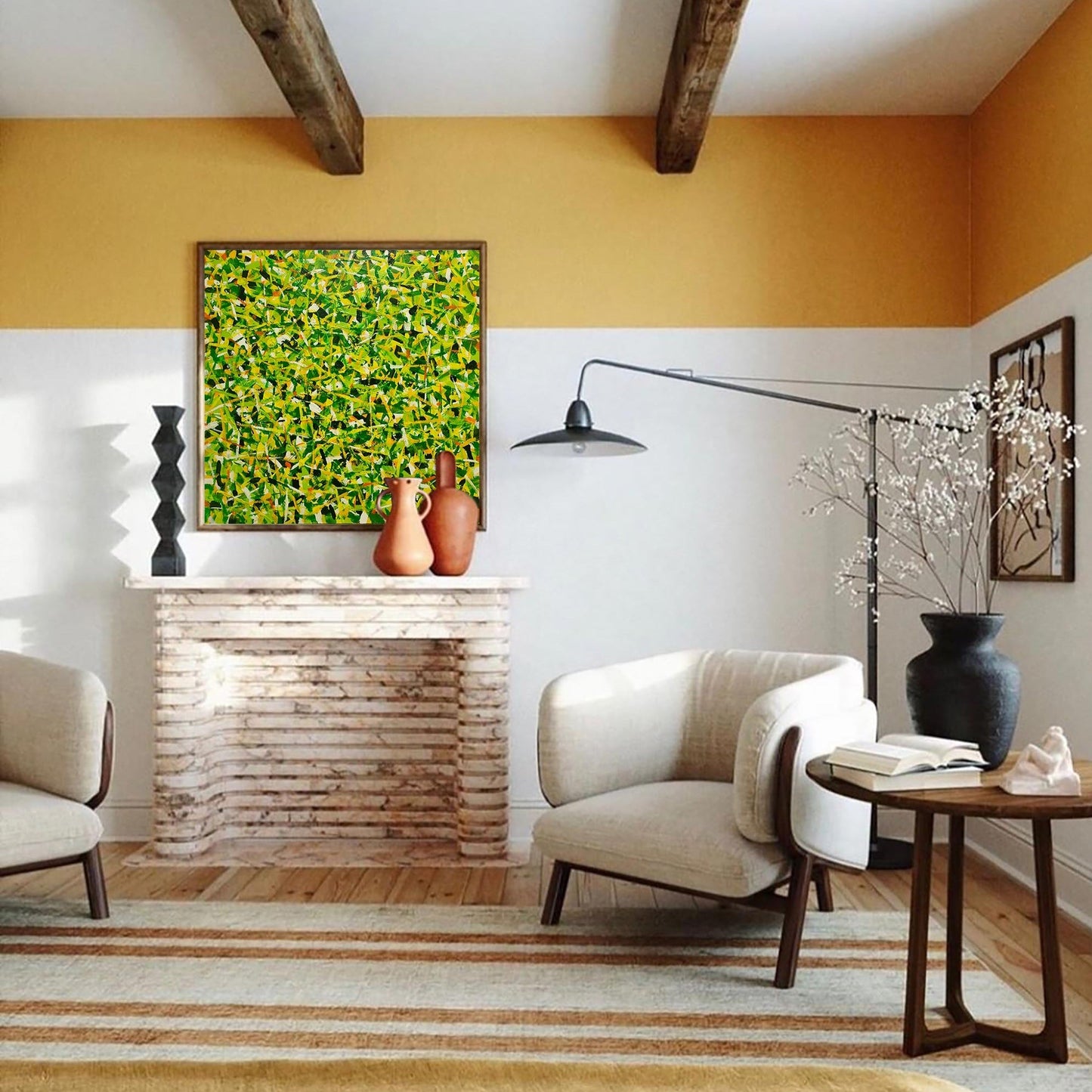 Vibrant Green Abstract Oil Painting for Modern Home Decor