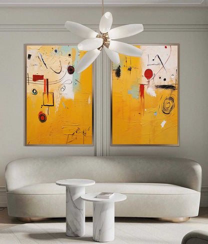 Vibrant Yellow Abstract Oil Painting for Modern Art Lovers