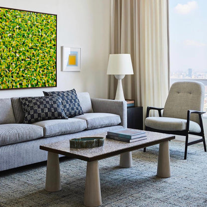 Vibrant Green Abstract Oil Painting for Modern Home Decor