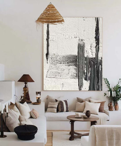 Contemporary Black and White Abstract Oil Painting for Modern Home Decor