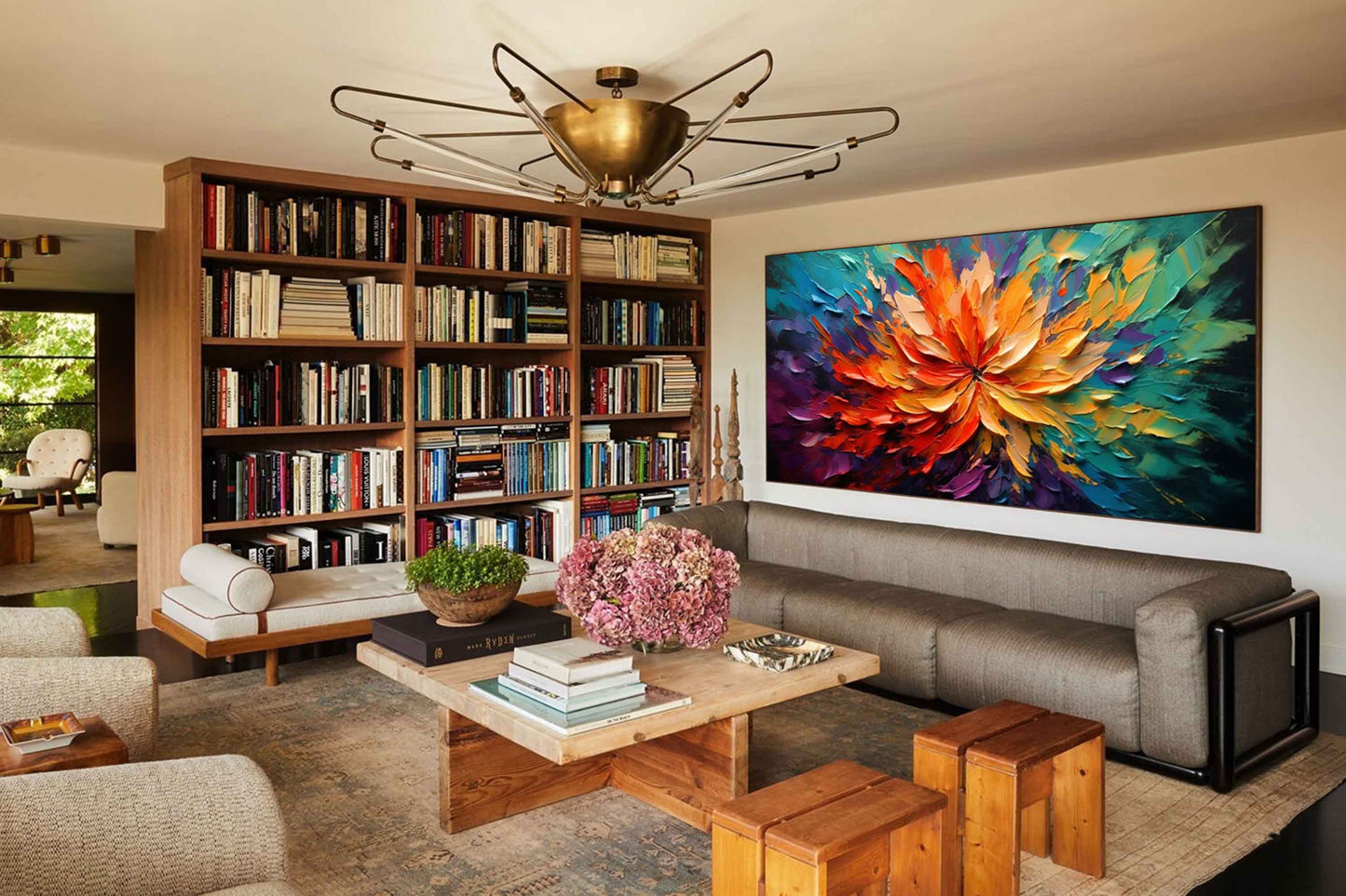 Vibrant Abstract Flower Oil Painting for Colorful Home Décor