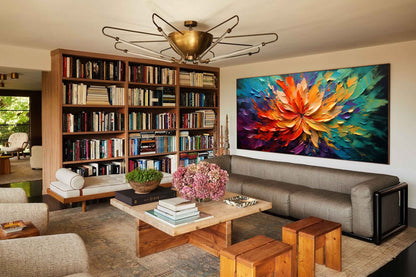 Vibrant Abstract Flower Oil Painting for Colorful Home Décor