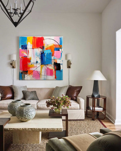 Vibrant Abstract Oil Painting for Modern Home Decor and Art Lovers