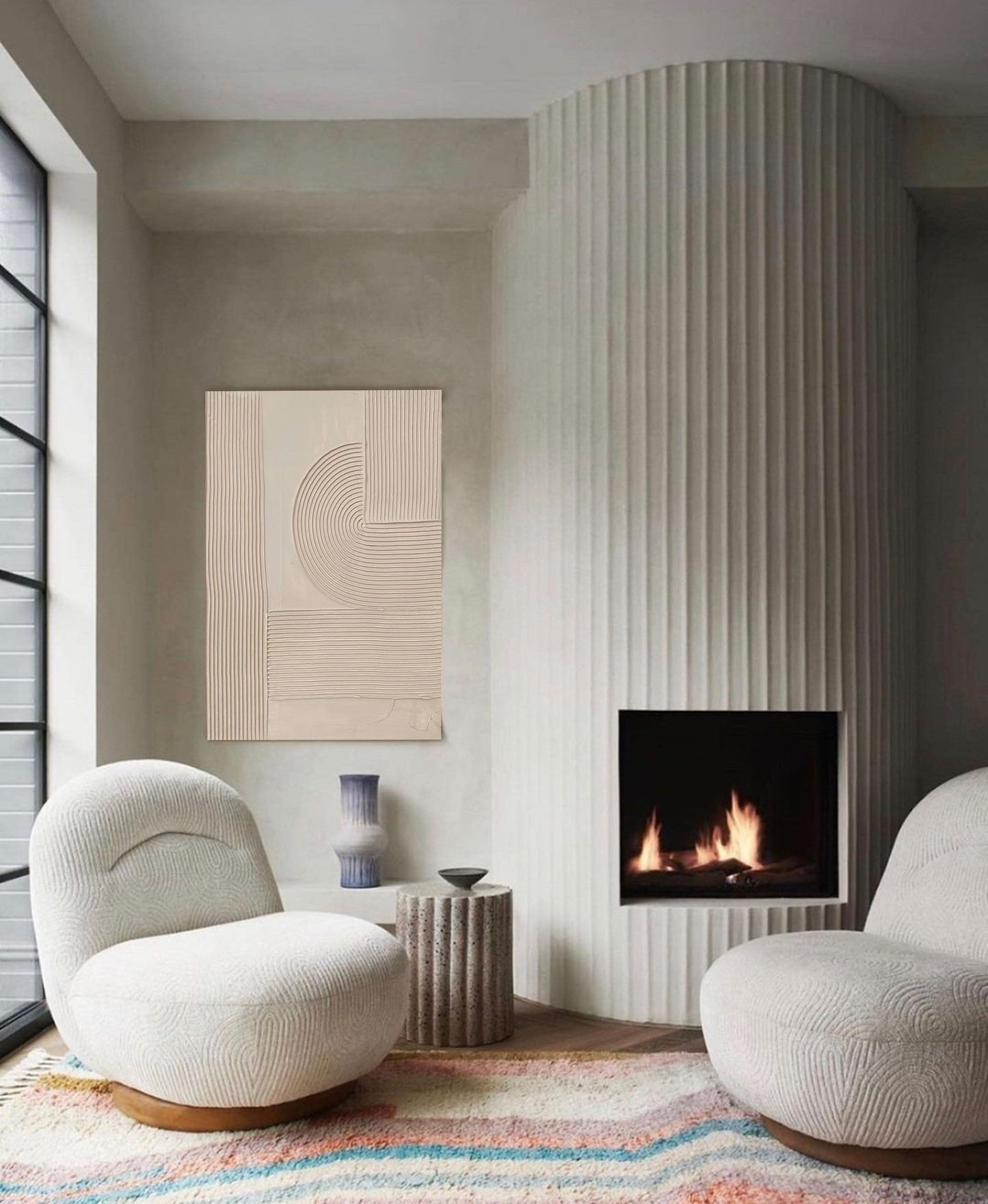Elegant Beige Minimalist Abstract Oil Painting for Modern Home D√©cor