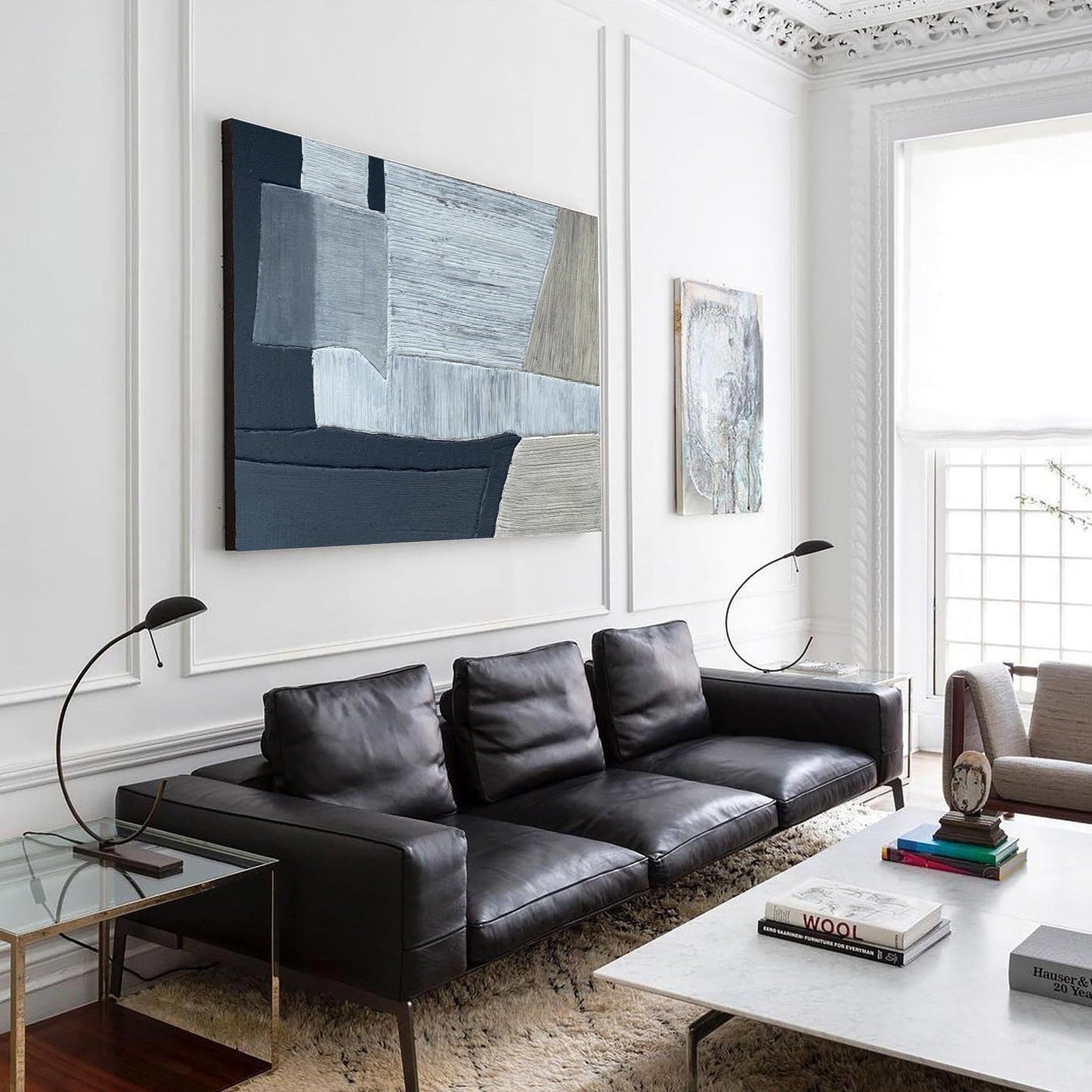 Contemporary Black and Grey Abstract Oil Painting for Elegant Home Decor
