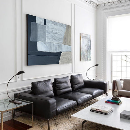 Contemporary Black and Grey Abstract Oil Painting for Elegant Home Decor