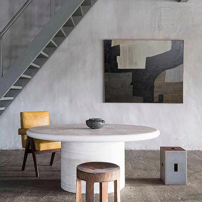 Contemporary Black and Grey Abstract Oil Painting for Modern Home Decor