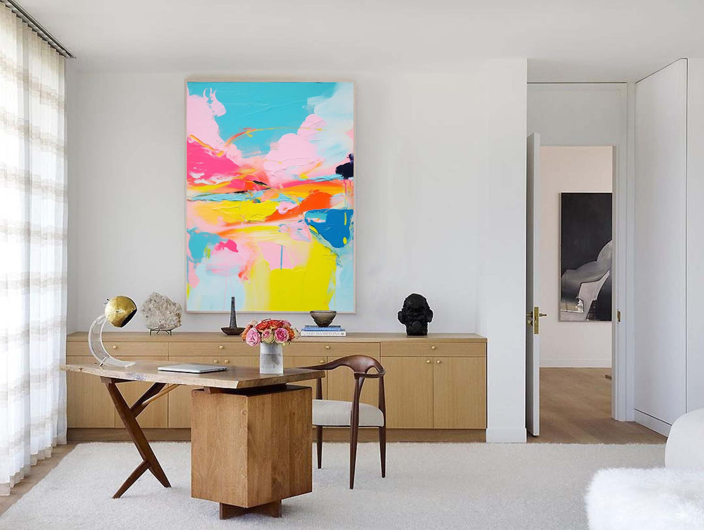 Vibrant Abstract Oil Painting for Modern Home Decor and Art Lovers