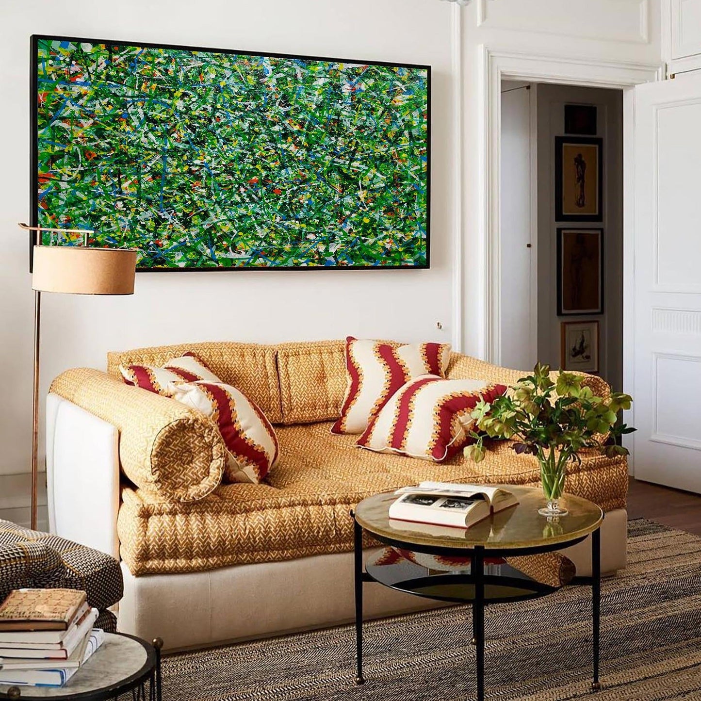 Vibrant Green Abstract Oil Painting for Modern Home Decor