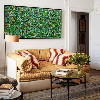 Vibrant Green Abstract Oil Painting for Modern Home Decor