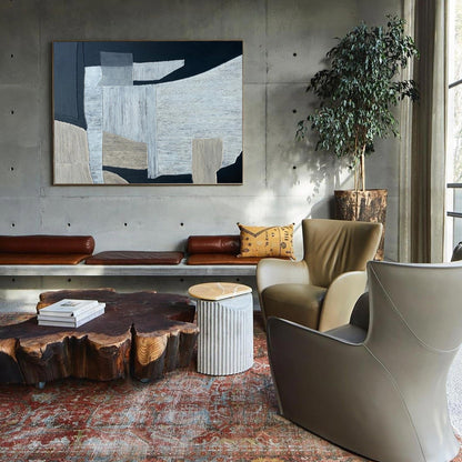 Contemporary Black and Grey Abstract Oil Painting for Modern Home Decor