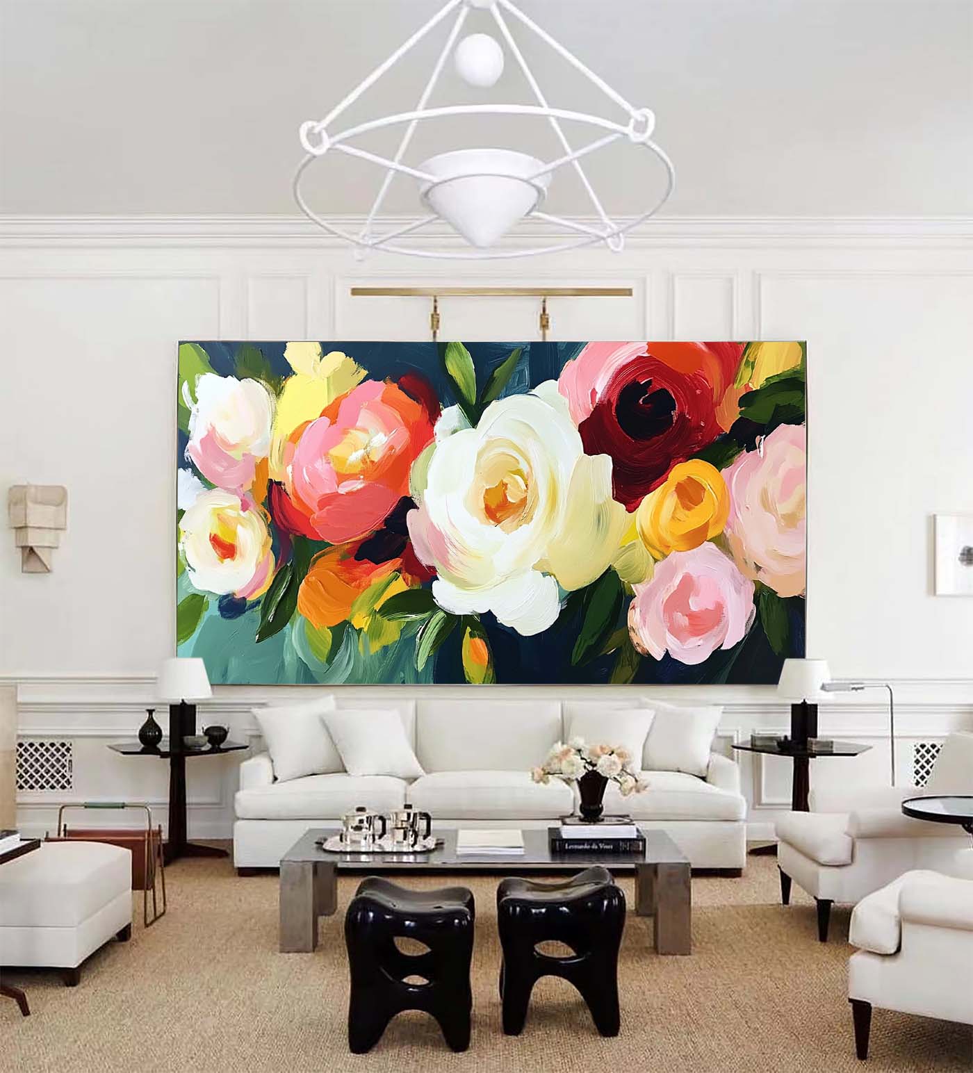 Vibrant Floral Oil Painting | Modern Abstract Art for Elegant Home Decor