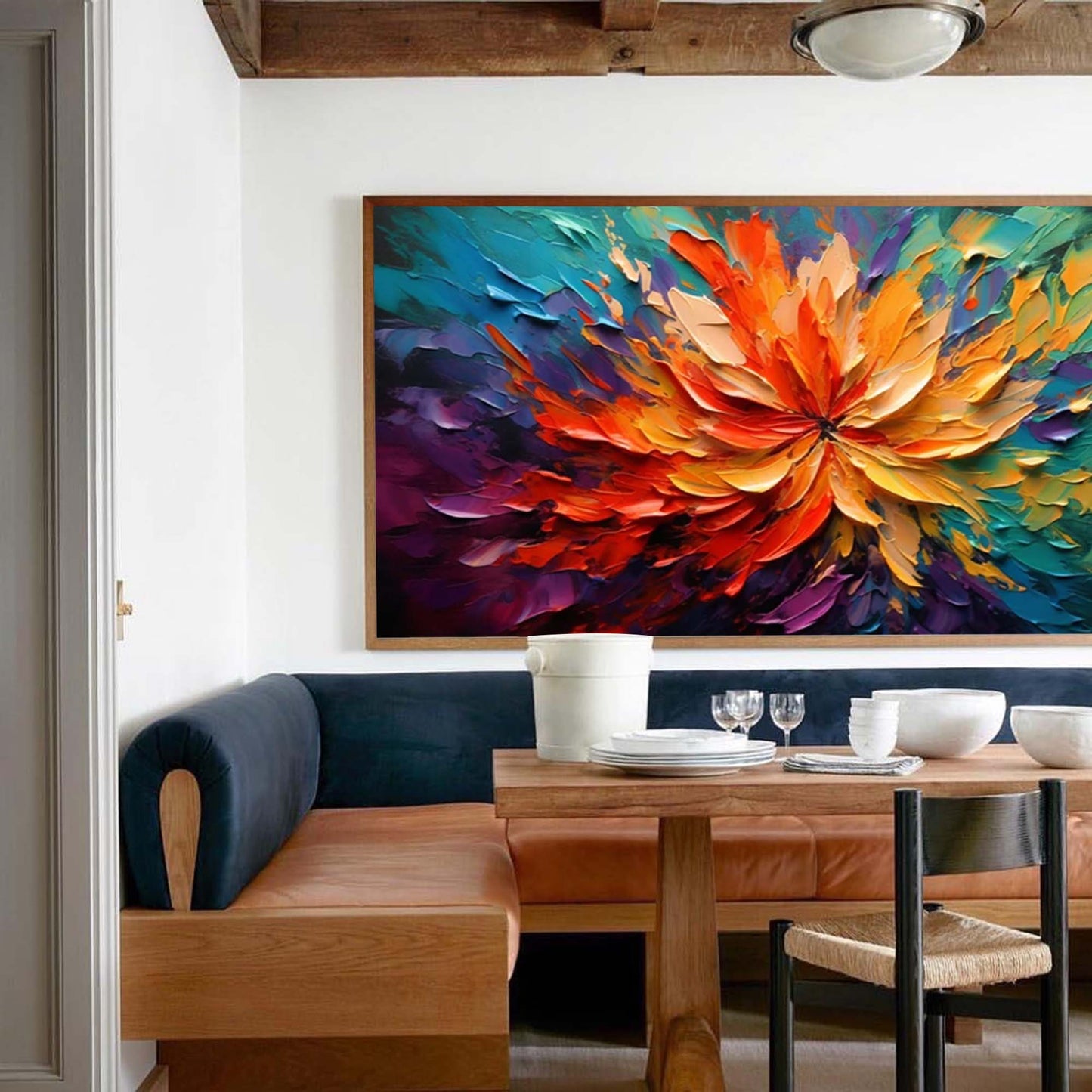 Vibrant Abstract Flower Oil Painting for Colorful Home Décor