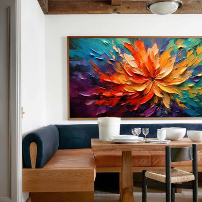 Vibrant Abstract Flower Oil Painting for Colorful Home Décor