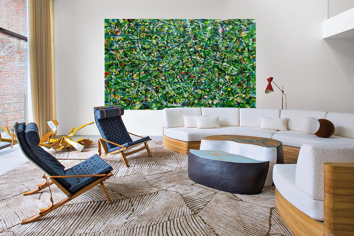 Vibrant Green Abstract Oil Painting for Modern Home Decor