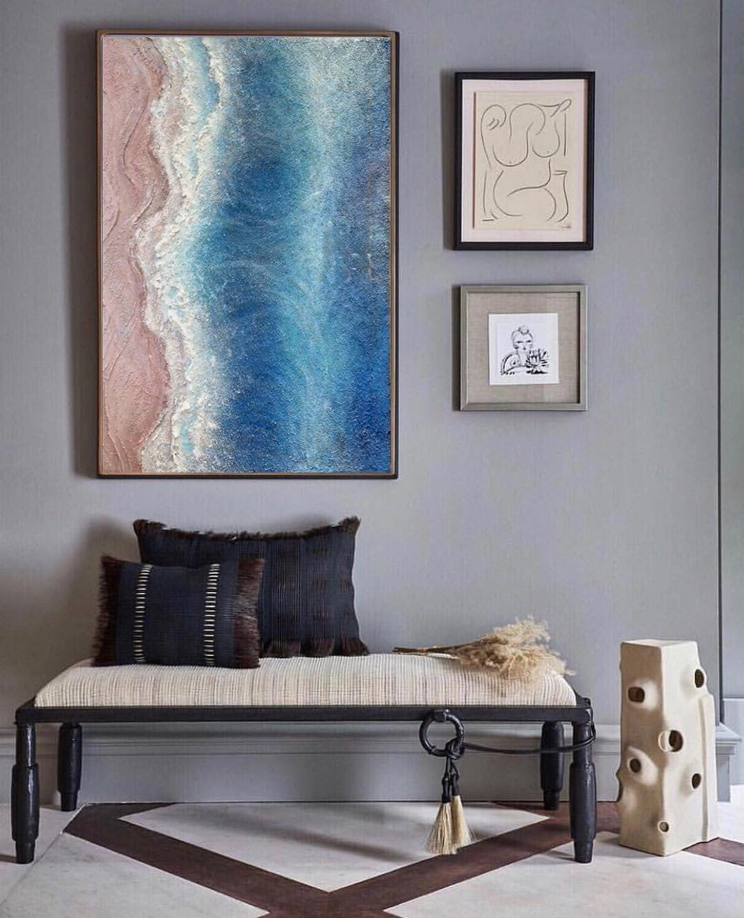 Tranquil Ocean Waves Oil Painting – Coastal Beach Art for Relaxing Home Decor