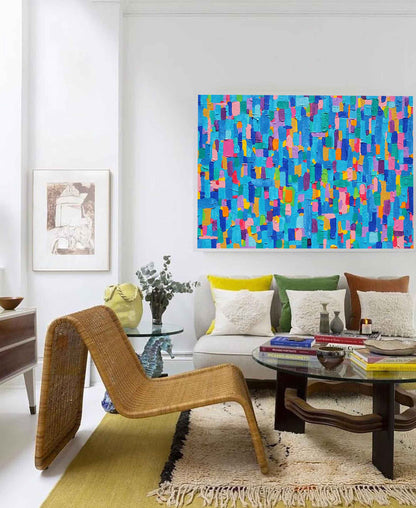 Vibrant Abstract Oil Painting for Modern Home Décor - Colorful Canvas Art