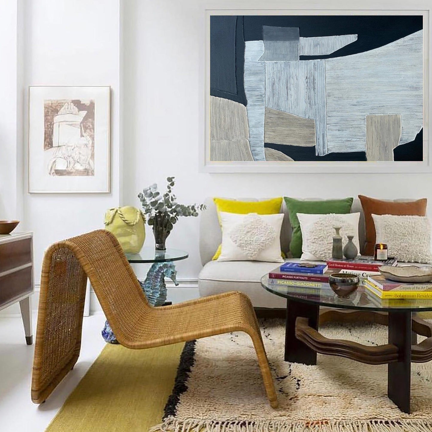 Contemporary Black and Grey Abstract Oil Painting for Modern Home Decor