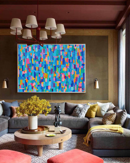 Vibrant Abstract Oil Painting for Modern Home Décor - Colorful Canvas Art