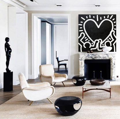Bold Heart Embrace - Modern Abstract Oil Painting Inspired by Street Art