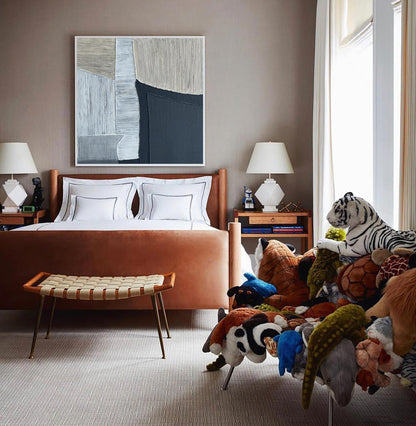 Contemporary Black and Grey Abstract Oil Painting for Modern Home Decor